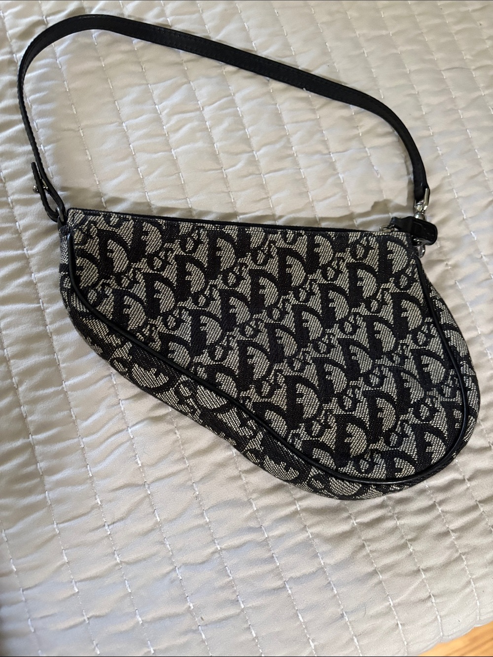 DIOR Vintage Saddle Bag Diorissimo Canvas Mini